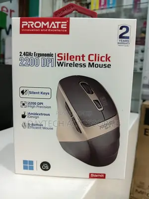 Promate Samit Wireless Mouse Ergonomic 2200DPI Silent Click