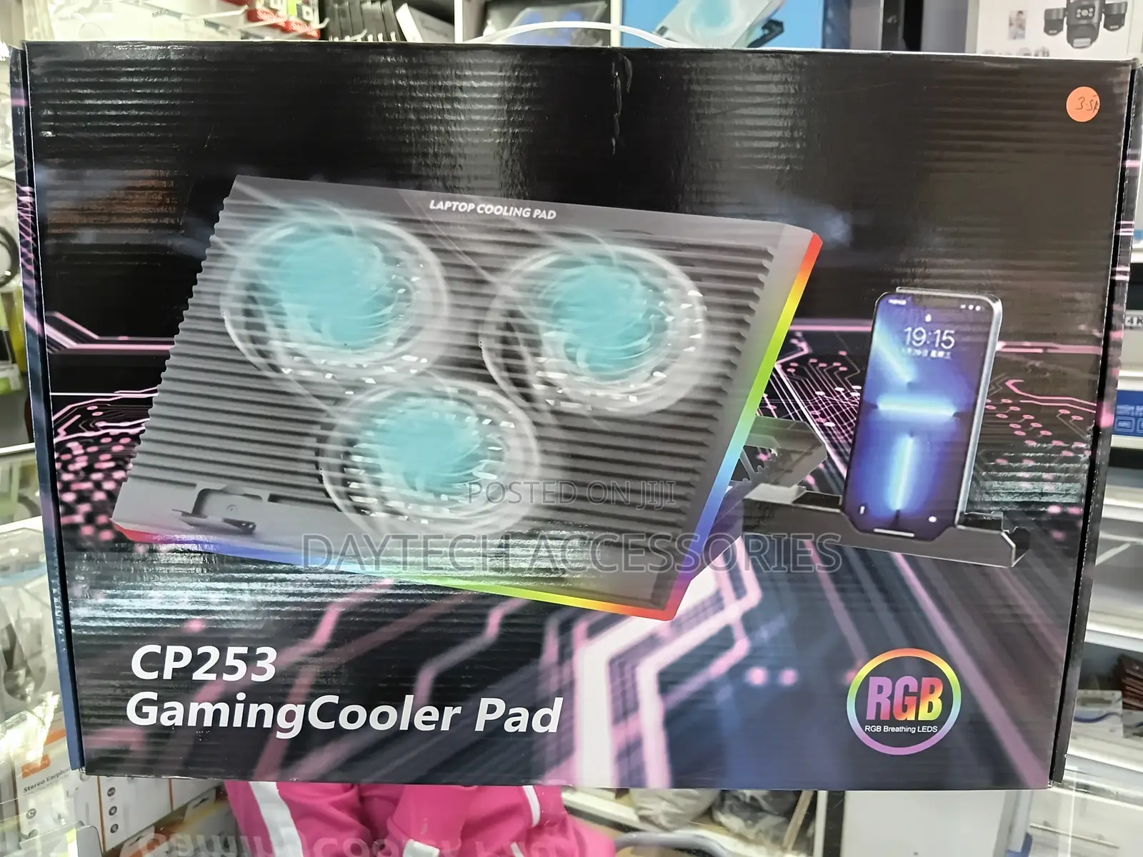 CP253 RGB Laptop Cooling Pad 3 Fan Adjustable Cooling Stand