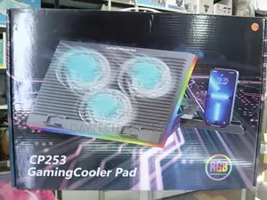 CP253 3-Fan Laptop Cooling Pad With RGB Lighting and Adjustable Height