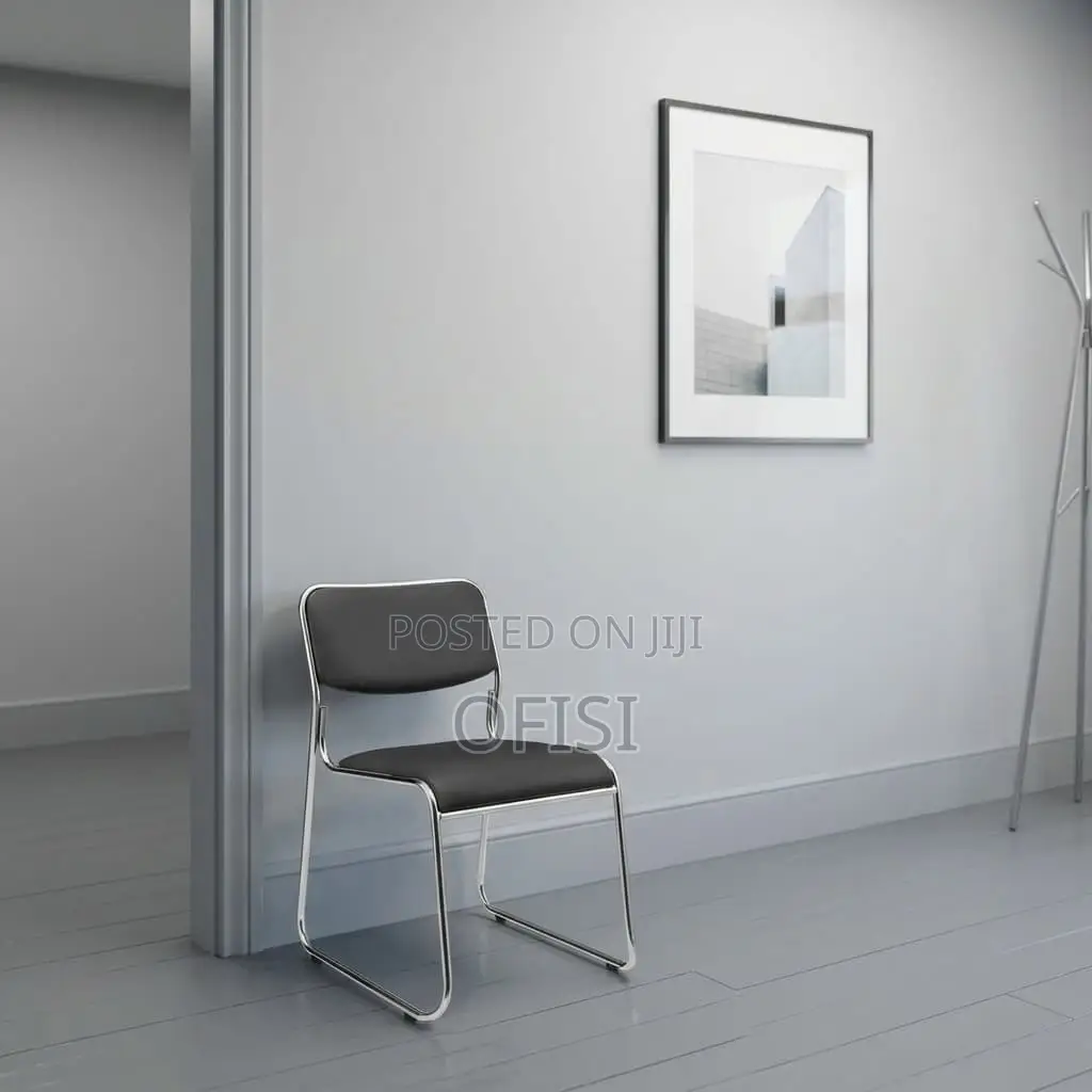 Office Chair; Stackable Chrome Office Visitors Chair