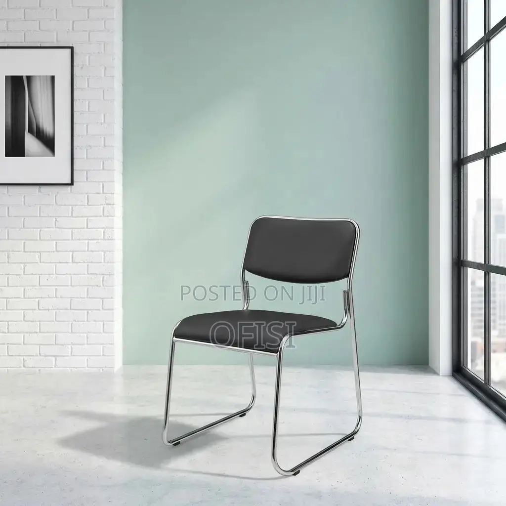 Office Chair; Stackable Chrome Office Visitors Chair