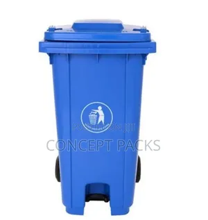 Blue Step on Dustbin With Wheels 100L