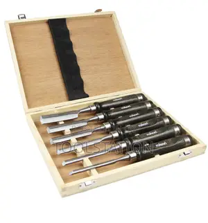 Chisel Carving 275mm 6pc Set Walnut Handle in Wooden Case (56120)