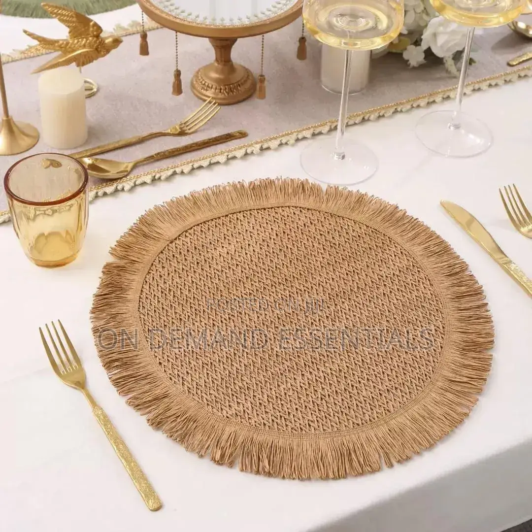 6 PCS Set Nordic Tassel Woven Table Mat