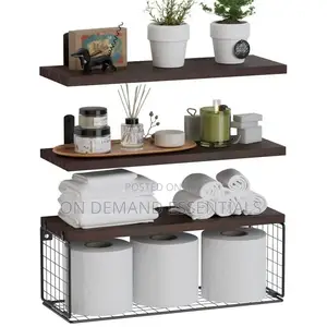 Solid Pine Wood Bathroom Floating Shelves