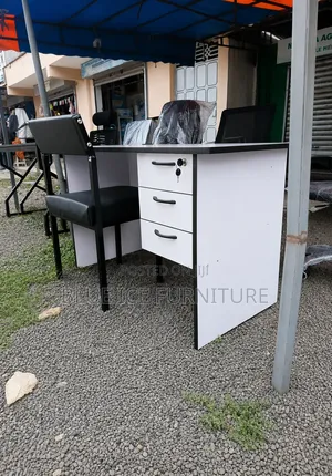 1.2m White Black Office Desk With Caterina Chair Combo