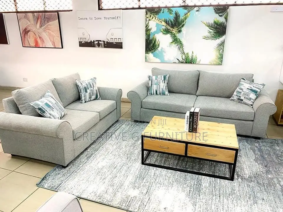 5-Seater Sofa Set (3+2) Modern Grey Design