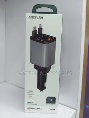 Green Lion 45W PD Car Charger Type-C Port Lightning Cable