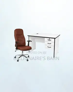 Practical 1m Desk and Executive Leather Chair for Workday Support
