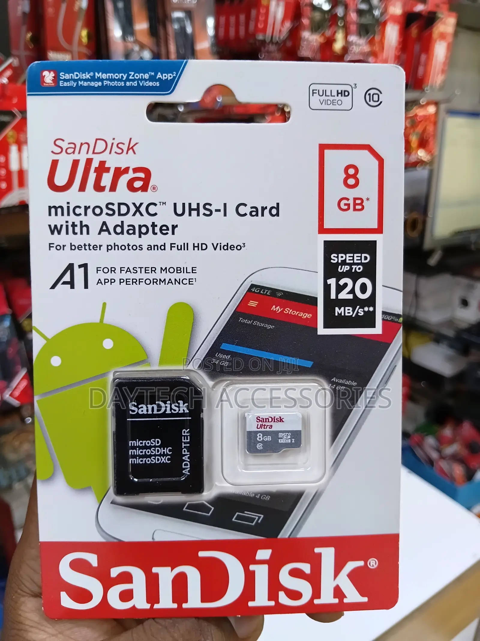 SanDisk Ultra 8 GB microSDHC Memory Card Plus SD Adapter.