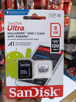 SanDisk Ultra 8 GB microSDHC Memory Card Plus SD Adapter.