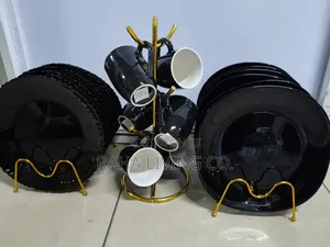 18pc All Black Dinner Set | Square Round Plates Mugs