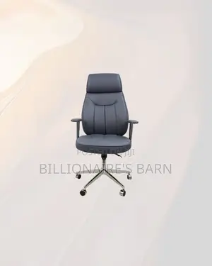 Practical Grey Executive Leather Chair High Back for All Day Support