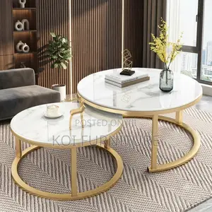 Coffee Table; Round Home Living Room Marble Coffee Table
