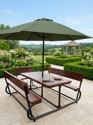 Modern Outdoor Picnic Dining Set With Parasol