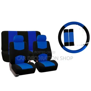 Blue-Black Sporty Aesthetic Fabric Seat Cover Protect Original Covers