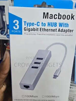 4 in 1 USB-C Hub Gigabit LAN USB Adapter for Laptops