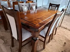Modern Solid Mahogany Wood Six-Seater Dining Set