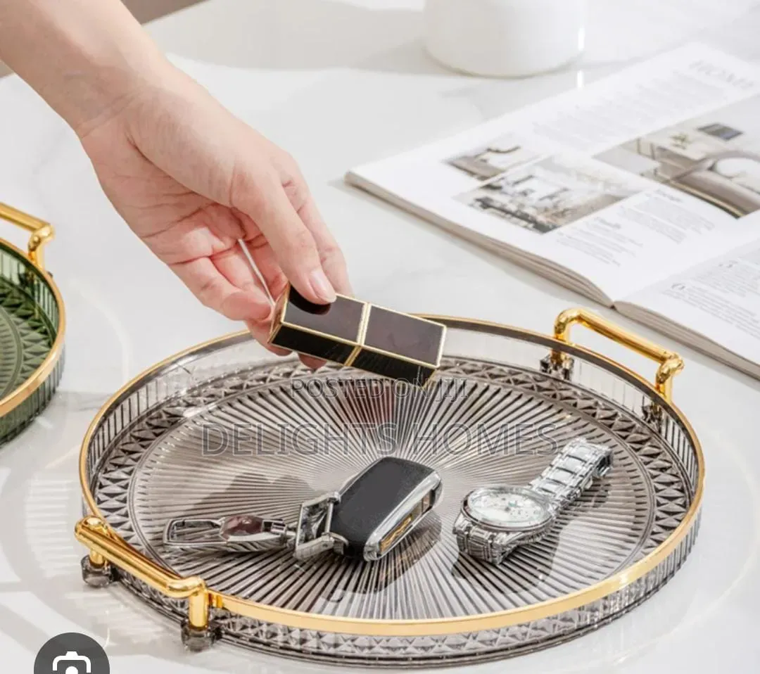 *Decorative Acrylic Tray With Golden Handle_pa