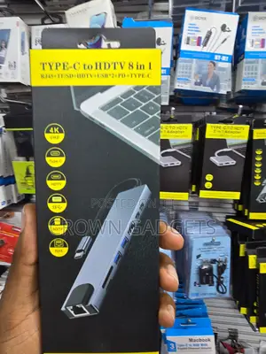 USB-C 8 in 1 Hub Hdmi Rj45 Sd Tf Pd USB Adapter