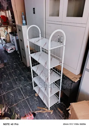 5 Layers White Shoe Rack