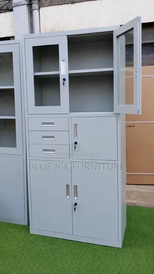 Lockable Steel Office Filing Cabinet With Glass Door Drawer