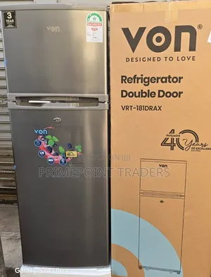 VON VRT-181DRAX Double Door Fridge 181 Liters – Spacious, Energy