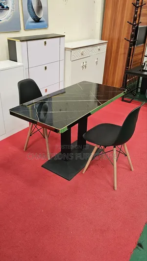 Black Marble Effect Dining Table