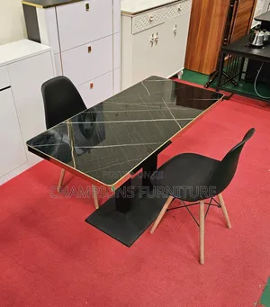 Black Marble Effect Dining Table