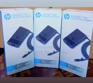 Braided HP 65W USB-C Charger for Laptops.