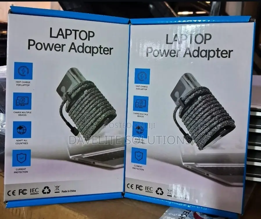 Braided HP 65W USB-C Charger for Laptops.