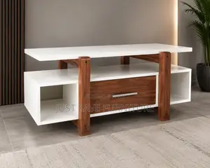 Alden Modern TV Stand – White Walnut Wooden Entertainment Unit