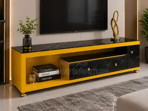 Luxury 5FT Marble Finish TV Stand Entertainment Unit