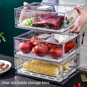 Stackable Kitchen Fridge Organizer/ Food Storage Container With Lid