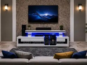 Modern 5FT White TV Stand With Open Display Shelf