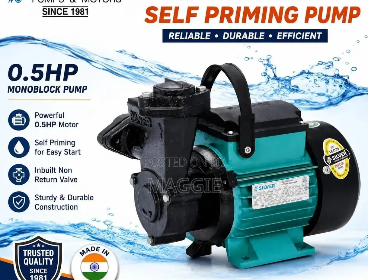 Silver Self Priming Pump 0.5 HP