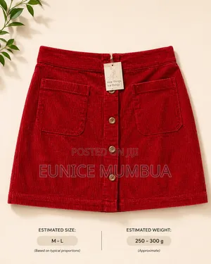 Red Corduroy Thrifted Skirt