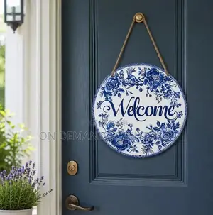 2D Flat Wooden Welcome Hanging Decor Sign