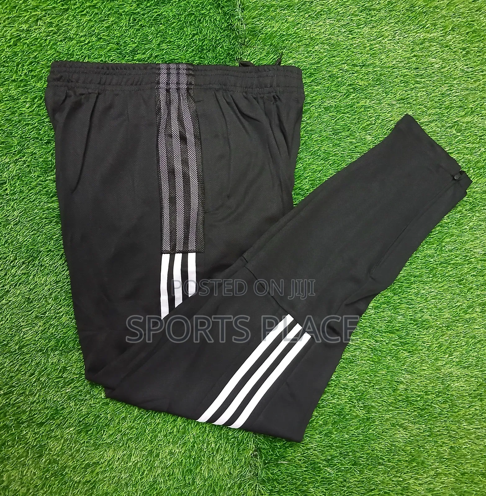 Adidas Black With White Strips Track Pants