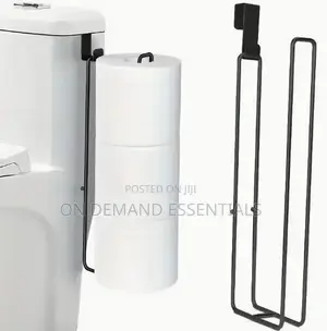 Black Iron Self-Adhesive Toilet Paper Holder With Towel Bar