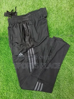 Adidas Black Jogger Pants - Grey Striped Track Pants