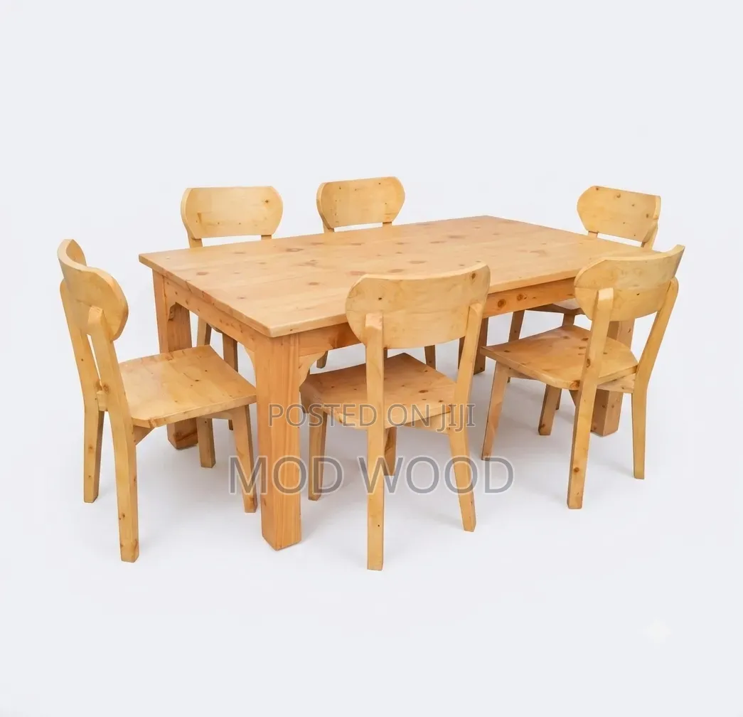 Rustic Solid Wood Six-Seater Dining Set