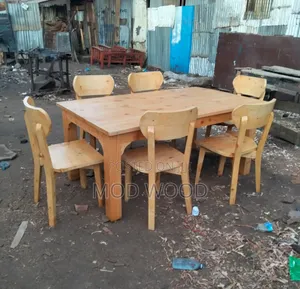 Rustic Solid Wood Six-Seater Dining Set