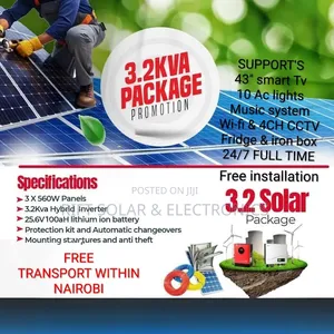 3.2kva - 2.56kwh Lithium - (3)595W Solar Free Installation Shipping