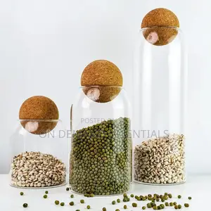 3pc Glass Storage Jars With Cork Lids
