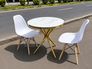 Modern Marble Top Dining Table Set With 2 Eames Chair