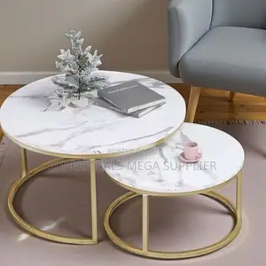 Marble Nesting Coffee Table Set With Compact Space Saving Style