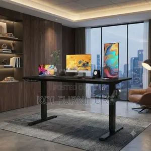 Office Desk; 1.4 Meters Black-Colored Adjustable Electric Office Desk