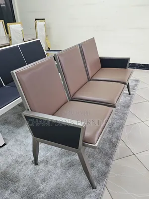 Brown 3 Seater Heavy Duty Link Chair