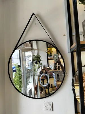 Nordic Round Wall Mirror With Leather Strap | 60cm | 2 Colours